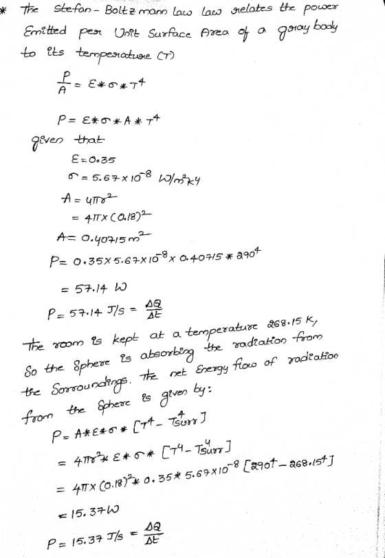 * The Stefan- Boltz mam law laco gelates tte poioer pest Unt Surface Area of a ay booy Emitted to ts tempesatuoe C A P= E*の*A
