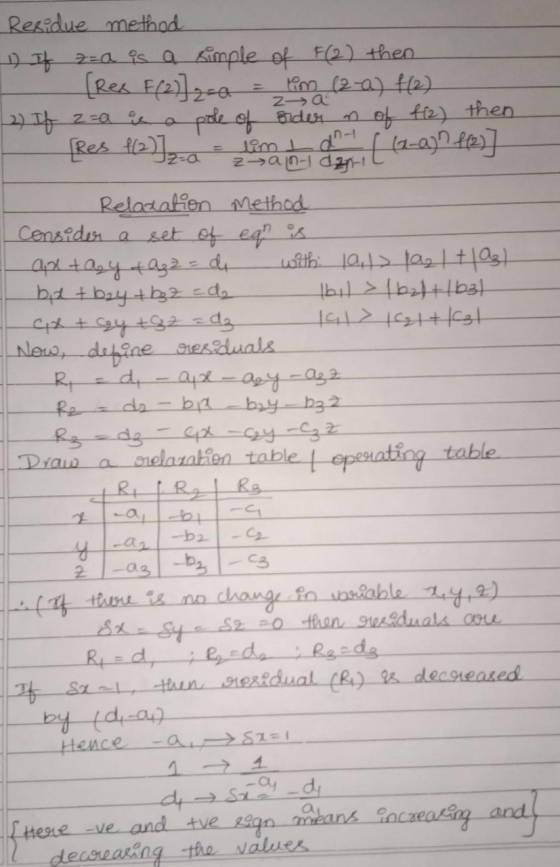 Residue method 1) If zza is a simple of F(2) then [Res F(2) 2:a = lim (2-a) f(2) 2) If aza is a pole of onder on of f/2) then