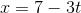 r= 7 - 3t