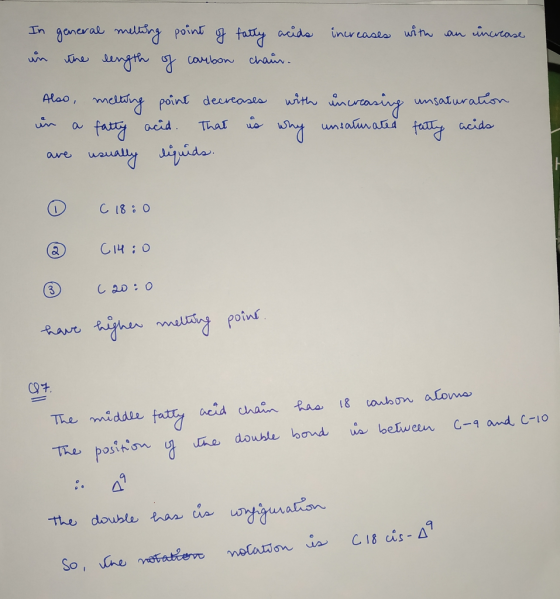 gancral melutng poin g tay acida In inur eaaea with an uinetaae Jne dunath conbon chain Alao, mcian point decreaaea taty acid