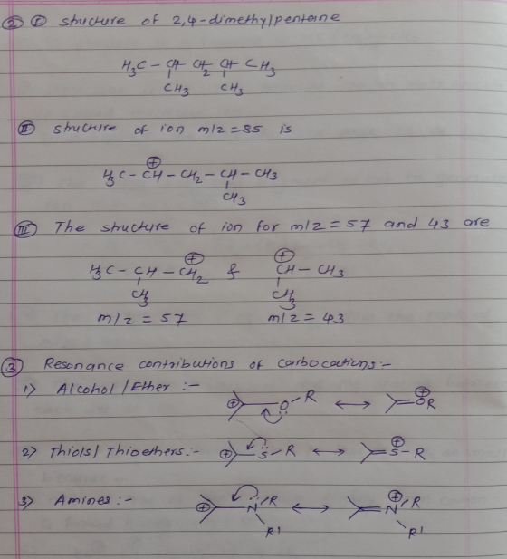 @ structure of 2,4-dimethylpentane H₂C - CH CH CH CH₂ - CH3 CH₂ @ structure of ion m/2=85 is are Hz C-CH-CH₂-CH-CH3 CH3 Do Th