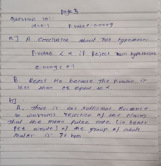 - page 3 question lor. dro11 p.value=0.00og. 3 a A conclusion about null trypotheses- TY P-value La if reject hull hypotheses