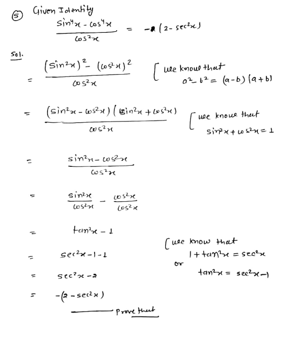 6) Given Identity sinta-coste - al2-seche) Cos? - (sin2x)² (105²) 2 r we knoul that 02_62= (a-b) (a+b) 2xوم (sin?a-6532) (inz