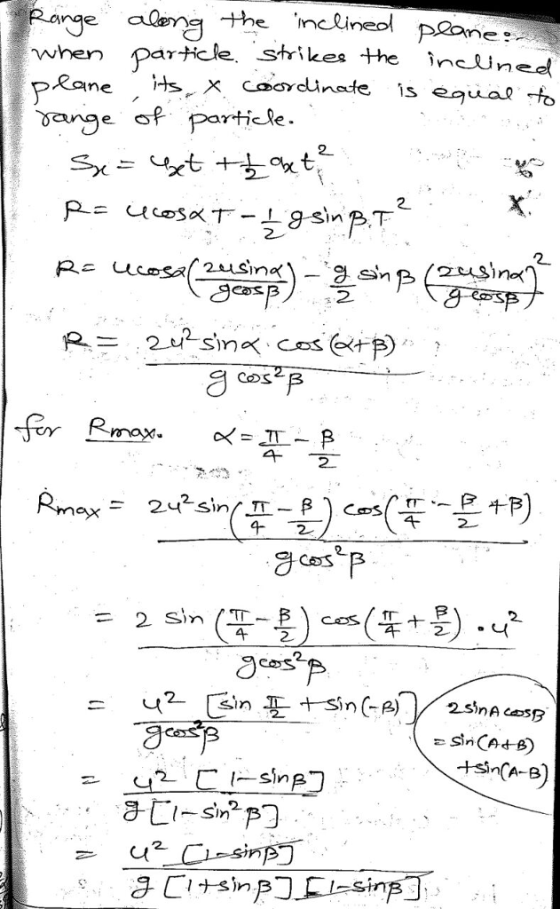 艹 e .inceineol pekne: when ar Hicle shrikes he ncUned e particle 2 2 2 COS 2 CSS 2 sin (F-5) cos(# +匀.uf 4 2 coS