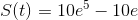 S(t)=10e^5-10e