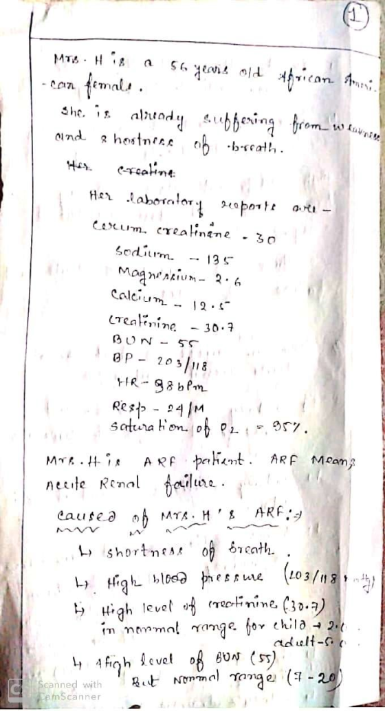 Mrs. His a 56 years old African Ansi -cain female She is already suffering from werne and a hostness of breath. It excaline ,