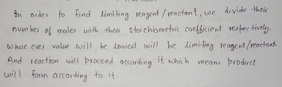 divide their dh ordei to find Limiting yeagend /reactant, we num bei ot moles with thei stoi chiometic coefbicient repec tive