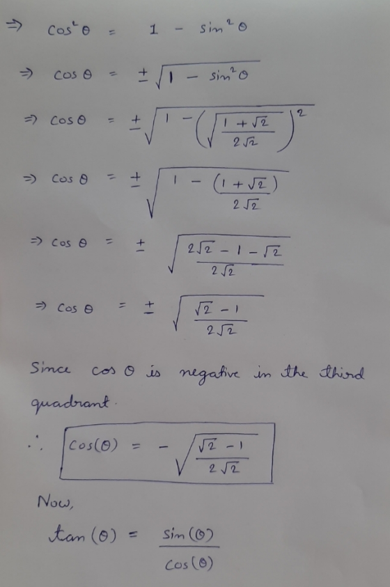 => costo 1 sin?o → + cos o sin²o 2 - =) Coso + 1 + 2 252 >> Cos o - + (1 + √2 252 =) cos o 1 + 2521-52 252 = cos o W VZ- 252