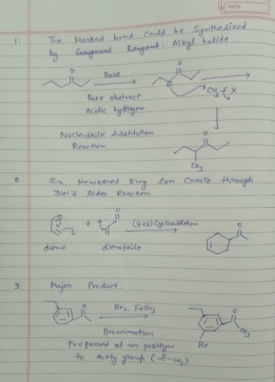 Page No The Marked bond could be Synthesized by Grignard Reagent, Alkyl halide. Base segtx Base abstract acidic hydrogen Nucl