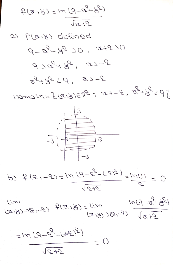 (82). = ln (9-а-а-) Sate Q) flaiy) defined а) - 9 ( ч — а?- 39 Јо, а+2 30 Ja²+ ye -4 - 29, аз -9 Domain=} (aiy)ER? “. a— 9 67