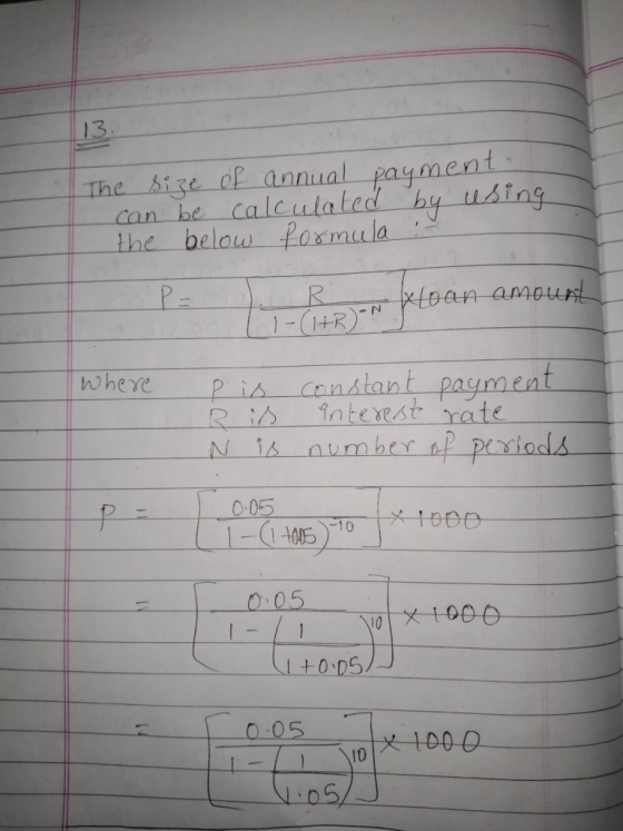 ige ol annual paymo can he calc ulaled by using the below Pormu la Pis Constant paymen is interst rate 104510 +0 10