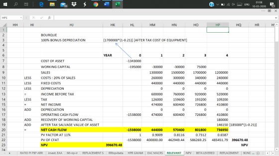 e w ? v L 1 ENG 01:08 10-03-2020 23 HP1 HH HI HJ HK HL HM HN HO HP HQ HR HA BOURQUE 100% BONUS DEPRECIATION [1700000*(1-0.21)