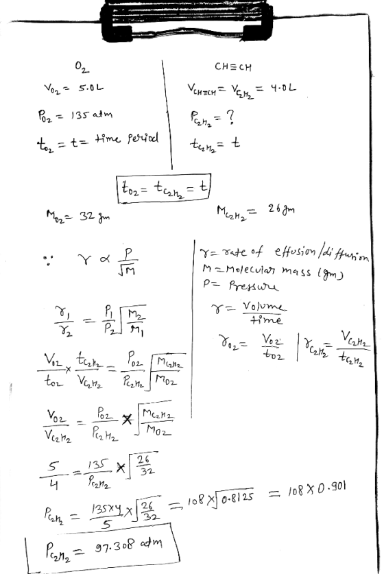 CHECH 02 VEHSEE =4.0L Von S.0L Po 35 atm tun = t= Hme ferjad to2= ts 26 dm Mu2M M2 32m Y te of e Hvsion ldi ffur;on MOMOleCul