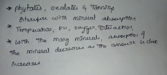 phytates, onalates & Tanning esterefore with mineral absorption * Temperature, PH, ovepper, Trte action, with The mary minera