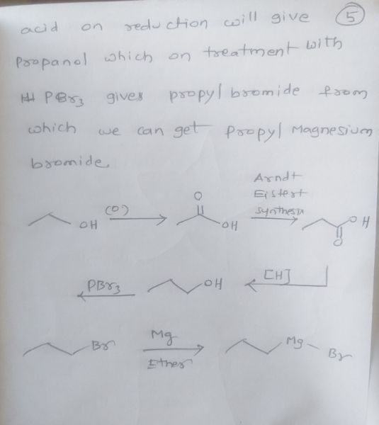6 acid on reduction will give Propanol which on treatment with propyl bromide from HH PB8 gives which we can bromide get prop