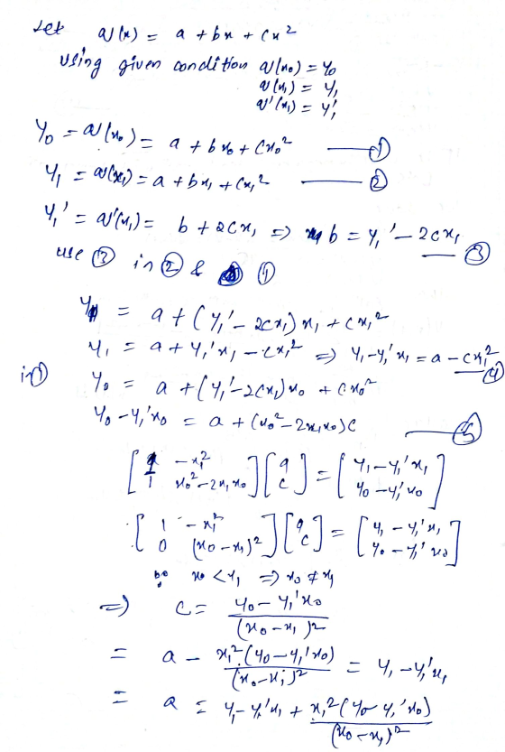 tet as to) = a + bn & Cu² using given condition qulmo) = a (n) = 4, Q1 (Mi) = 42 Yo = a (no)= = a + b + (10² 4, = a(ser) =