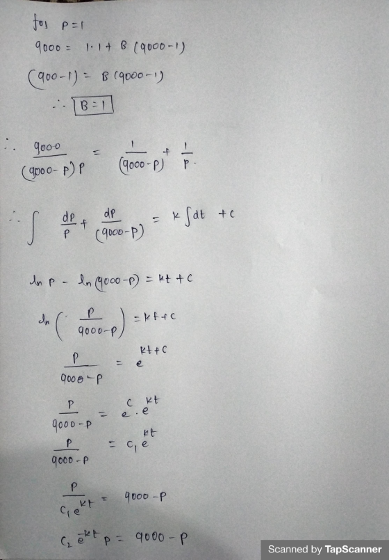 for p=1 9000 = 11+ B (9000-1) (900-1) = B (9000-1) - 1B = 1 . 9ooo = + ! (9000-P) p (9000-P) P dp fc = s de P & Sat - f (9000