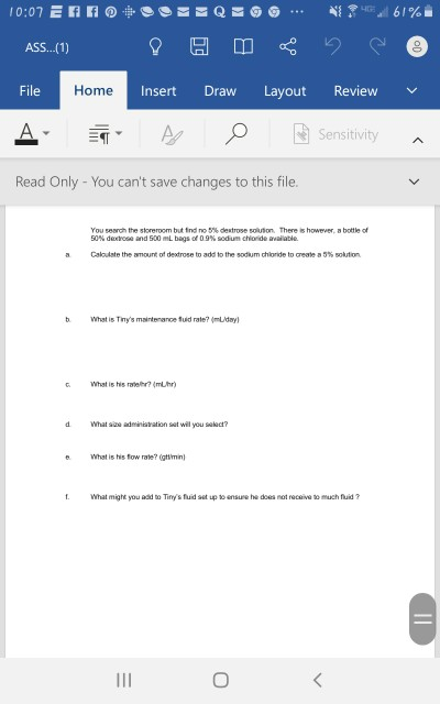 10:07 EFFEQ - AS.. (1) 8 g 0 File Home Insert Draw A 7 A 0 N g Layout 661% h e o Review v Sensitivity a Read Only - You cant