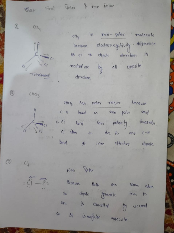 Quel Find Polar S non Polar caly is because los or meutralize direction non-polar molecule electronegativity difference dipol