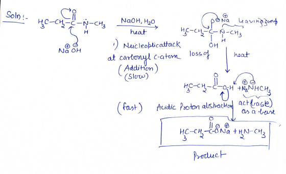 - Solo - HC-CH- --CH, NaOH, Hạo, Na oh CooNa leaving group heat HC-CH 2 -C-N-CH₂ ) Nucleoblicattack ÓH at carbonyl coatem los