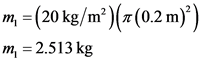 m. = (20 kg/m?)(x(0.2 m))
m = 2.513 kg