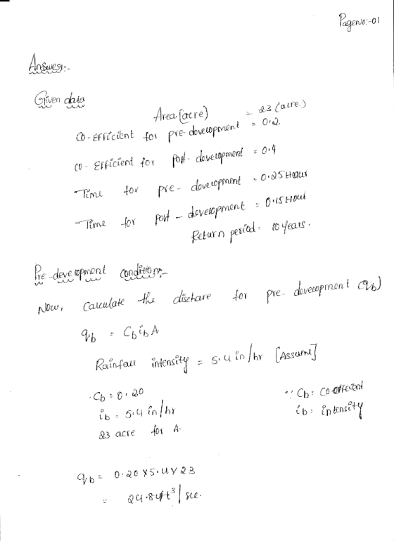 An sven cata rea lacre edeve monl ConditiO intensey.ufn /hr Assuni A3 acre -01 A.