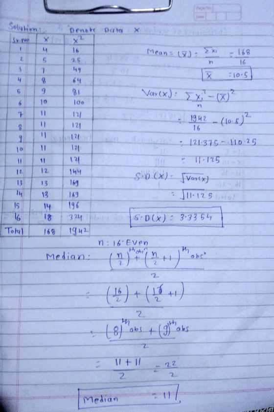 Denah Darlet X Mean: (7): s1 - 168 2.5 10:5 64 100 12/ 121 Varr (x): Exit-() 1942 - (10.5)² · 121375 -110.25 16 121 121 121 T