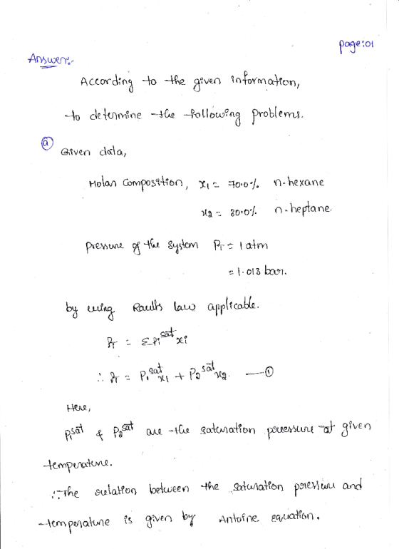 pageo Answen tn formaton, According to e geven to de tenine -e ollong roblems Given clala, Holan Composstion, xi 400j. n-hexa