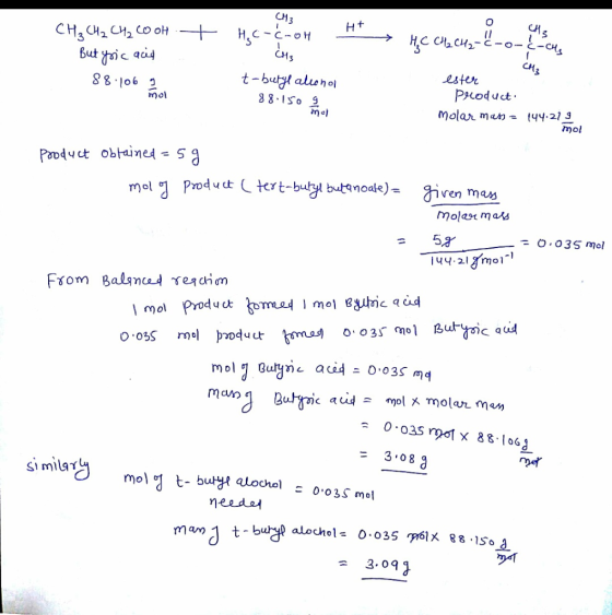 CH, C4, C4cook + 7,c-com #* _c Chcus-i-o-khucing But ysic acid CH3 88.106 mol t-butyl aliano 88.150 g mol ester product molar