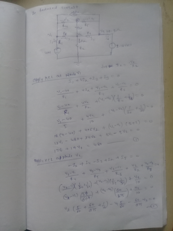 Reduced circuit Redue so O g. 10 vot you apply kel at Modeli 1, +47 +12 + 13-0 al,-40 & u Ixt yiove to RI L-uo + uve t(1, -V2