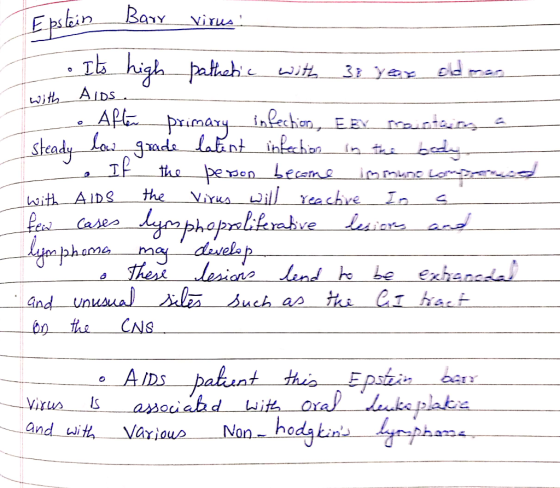Epstein Bary virus • Its high pathetic with 38 year old man with AIDS. Le After primary infection, EV prentains a steady low