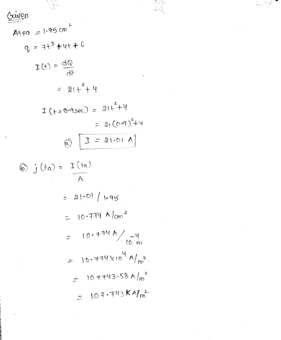 Guiven 2 Area - 1.95 cm 9; = .7+3 +47 +6 Ilt) - do dt 2 alt tu 2 I Čt> 009 sec ) = 21674 = 2 (0.9²4 I = 21.0141 6 jlta) - Ilt