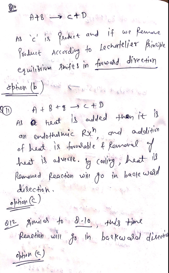 A + B = et D et er en As is product and if we remove Product According to Lechatelier Principle equilibrium shifts in forw