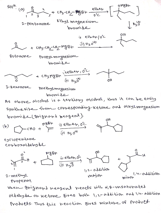 soin. omgbr (a) y 2 3 5 ether + CH₃-CH₂ – My Br 0°C Ethyl magnesium bromide 2-pentanone Hay olt i ether/0°c 요 (1) Hz olt) But