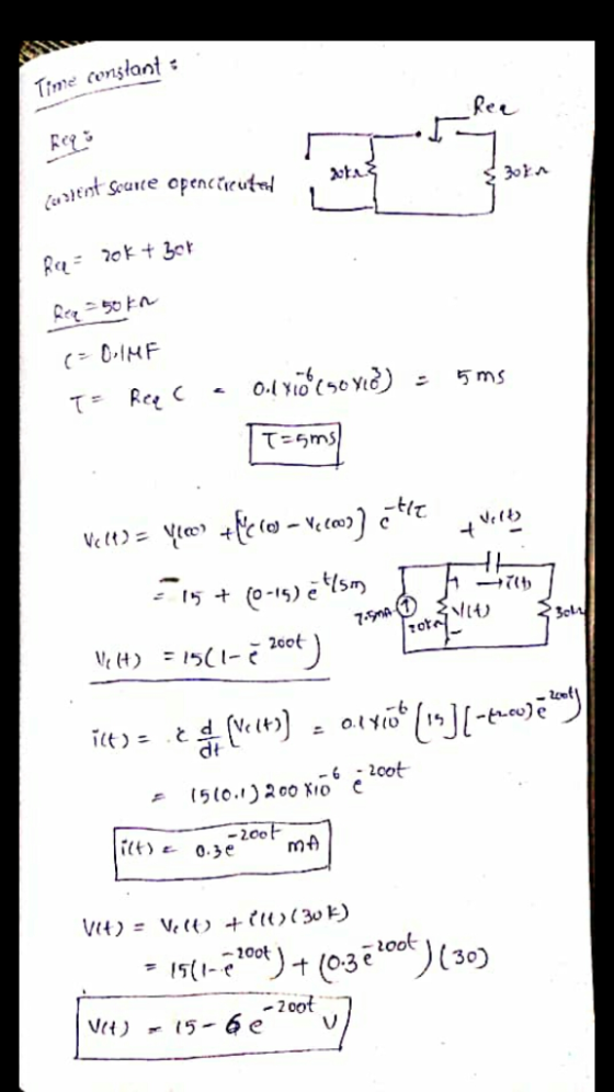 Time constant : Re Jota 2014 Ra= 70k + 3or Red 50 kn (= O IME 5ms 2 1511-2) + (0:30 (30) Rea erstent source openetreuter T= R