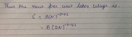 Thus the new per unit labor usage is, I - BINJ-0142 = B(ANJ-0.42