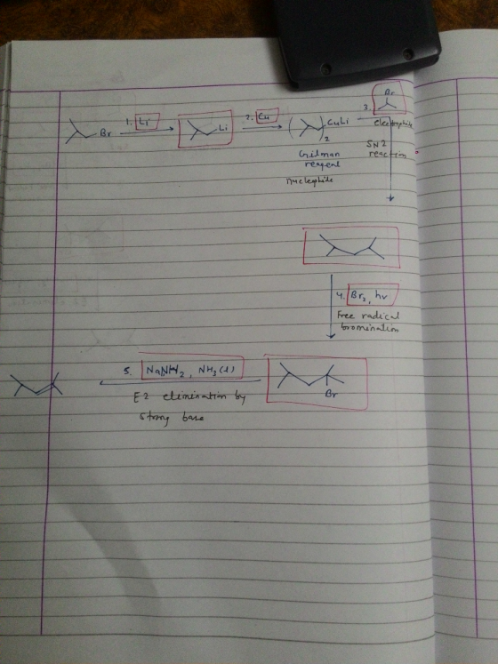 ßr ما ساهل 3.14 - electrophile Brler SN2 Gilman reagent nucleephile 4. Br₂ hr Free radical bromination 5. NaNH, NH₃ (2) E2 el