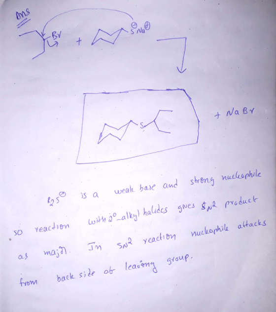 + NaBr and strong nucleophile R250 is a weale base so as from reaction with ao alkyl halides gives a product main. In sua rea