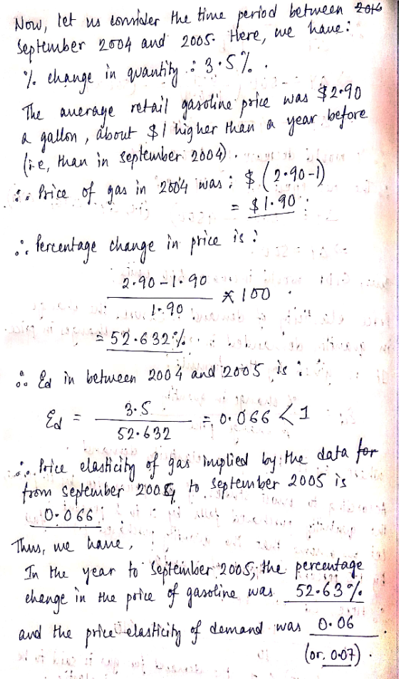 Now, let us consider the time period between 2016 September 2004 and 2005. Here, we have % change in quantity : 3.5% · The av