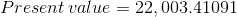 Present value = 22,003.41091