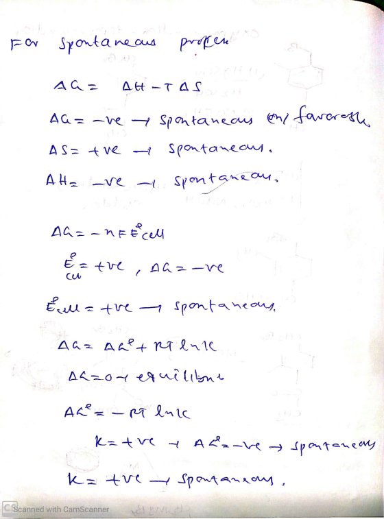 For spontaneous ne aus procen Aaz At-TAS ott faverage AG=ave y spontaneous en AS = tue – spontaneous Ata are a spontanean, Aa