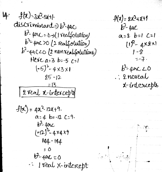 f(x) = 2x24x+1 b²-fac 14: )-3-4-5+1 discriminant - b²-4ac. b7-erc=0(1realsociation) b? Anc 70 12 real solution) b2-44C2012 no