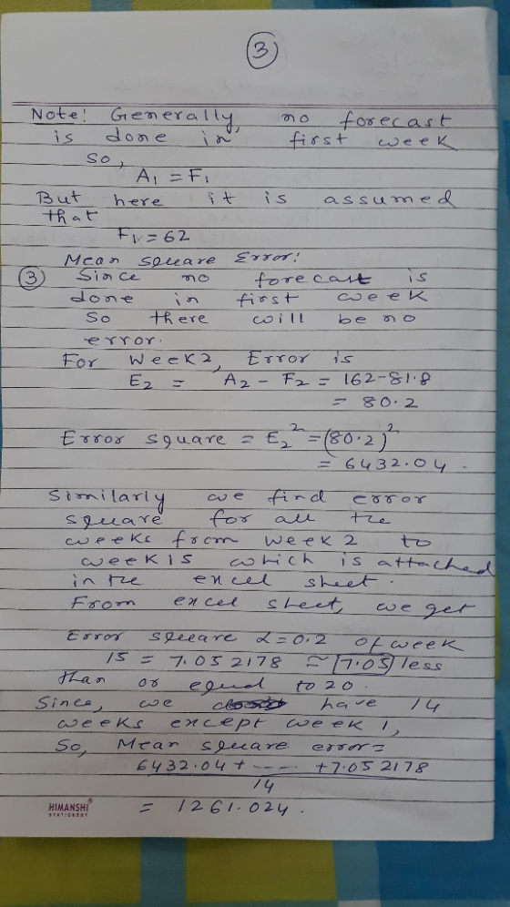 Note! is Generall done in no first forecast week - sofi it is assumed But here that FV-62 Mean seccare Siace no done in so th