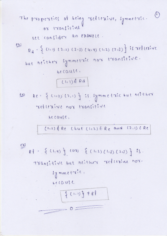 The properties of being reflexive, symmetric. or tronditine ret consider an example. - Rd -{ (111) (2, 2) (313) (414) (112) (