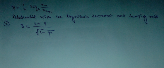 john logements Relationship with the logarithmic decrement and damping ratio 8= 208
