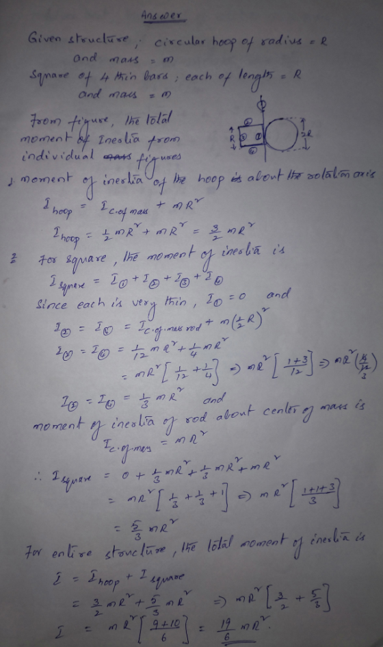 of radius R 丿.nement 01.: hoop es alon since eathAve, thin,-o-o and 3