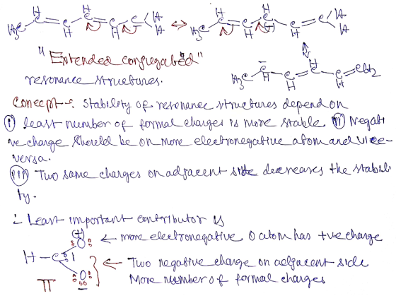 Extended congregabed resonance structures the re-e-ezelt coneept Stability of resonance structures depend on o least number
