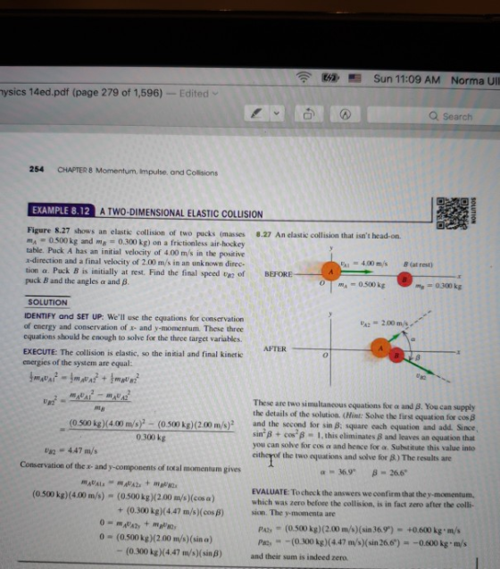 4 5 Sun 11:09 AM Norma UN ysics 14ed.pdf (page 279 of 1,596) - Edited O Search 254 CHAPTER 8 Momentum, Impulse and Collisions