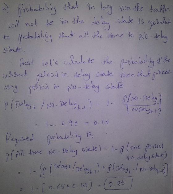 6) Probability that in long run the traffic will not be in the delay stade as equivalent to probability that all the tome in