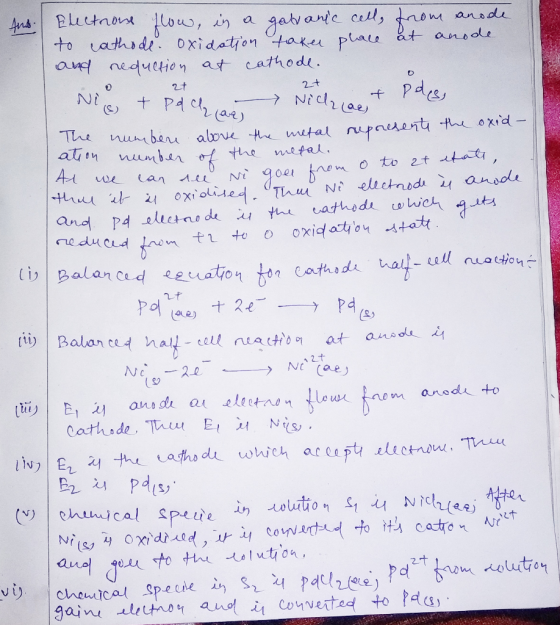 Niet Pachar And. Electron flow, in a gatanic cell, from anode to cathode. oxidation takes place at anode and reduction at cat